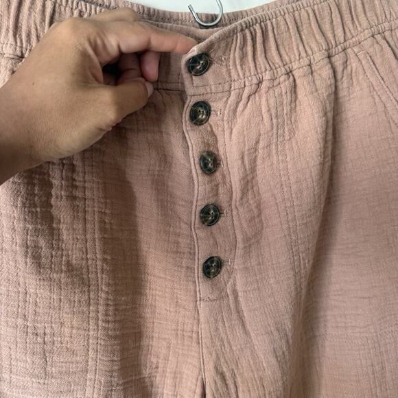 Madewell Pants Womens Medium Cotton Linen Pull On High Rise Tapered Button Front - Picture 5 of 10